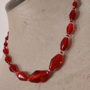 True Art Deco Czech Pressed Glass Necklace Vintage